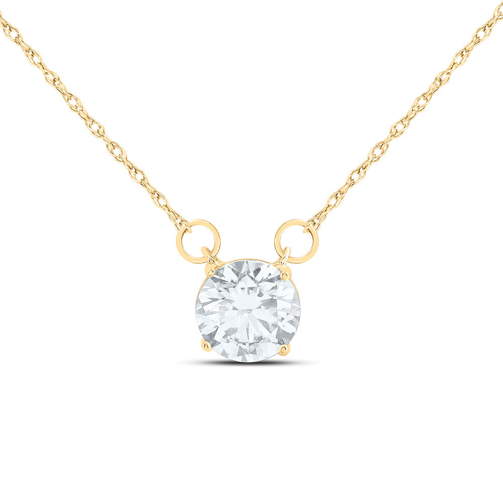 14K Yellow Or White Gold 1 1/5 Cttw Lab Grown Diamond Fashion Round Necklace (18 Inch)