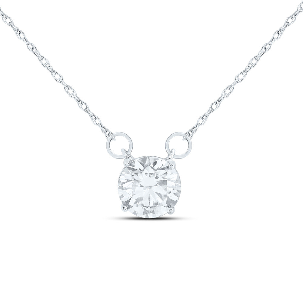 14K Yellow Or White Gold 1 1/5 Cttw Lab Grown Diamond Fashion Round Necklace (18 Inch)