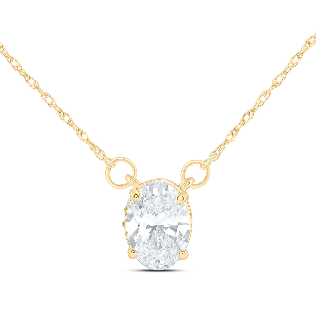 14K Yellow Or White Gold 1 Cttw Lab Grown Diamond Fashion Oval Necklace (18 Inch)
