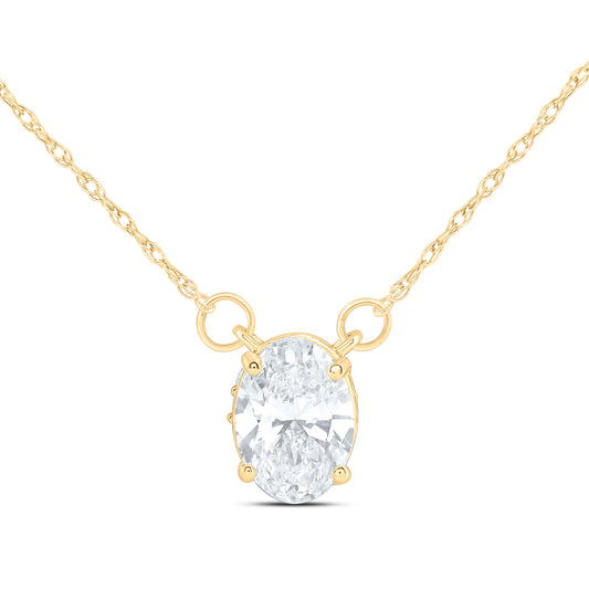 14K Yellow Or White Gold 1 Cttw Lab Grown Diamond Fashion Oval Necklace (18 Inch)
