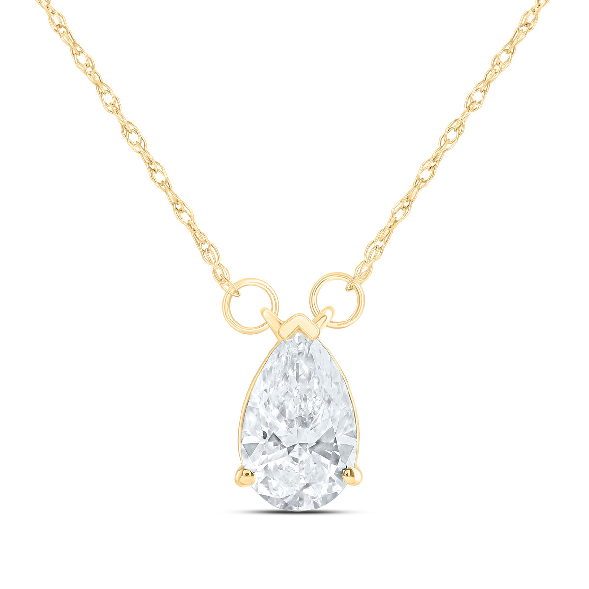 14K Yellow Or White Gold 1 Cttw Lab Grown Diamond Fashion Pear Necklace (18 Inch)