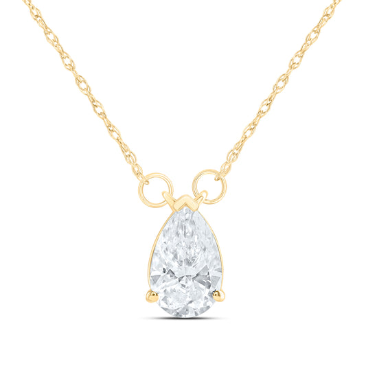 14K Yellow Or White Gold 1 Cttw Lab Grown Diamond Fashion Pear Necklace (18 Inch)