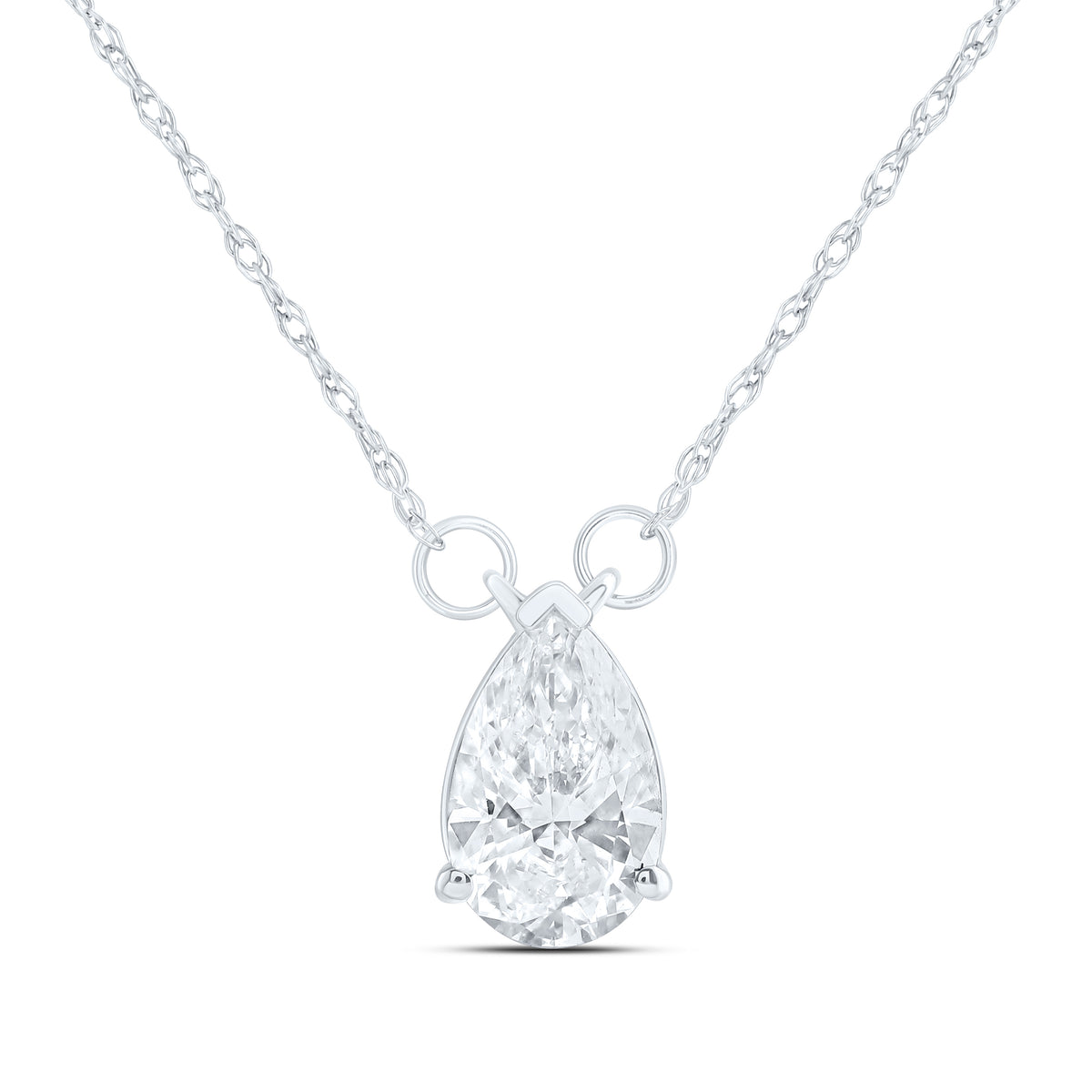 14K Yellow Or White Gold 1 Cttw Lab Grown Diamond Fashion Pear Necklace (18 Inch)