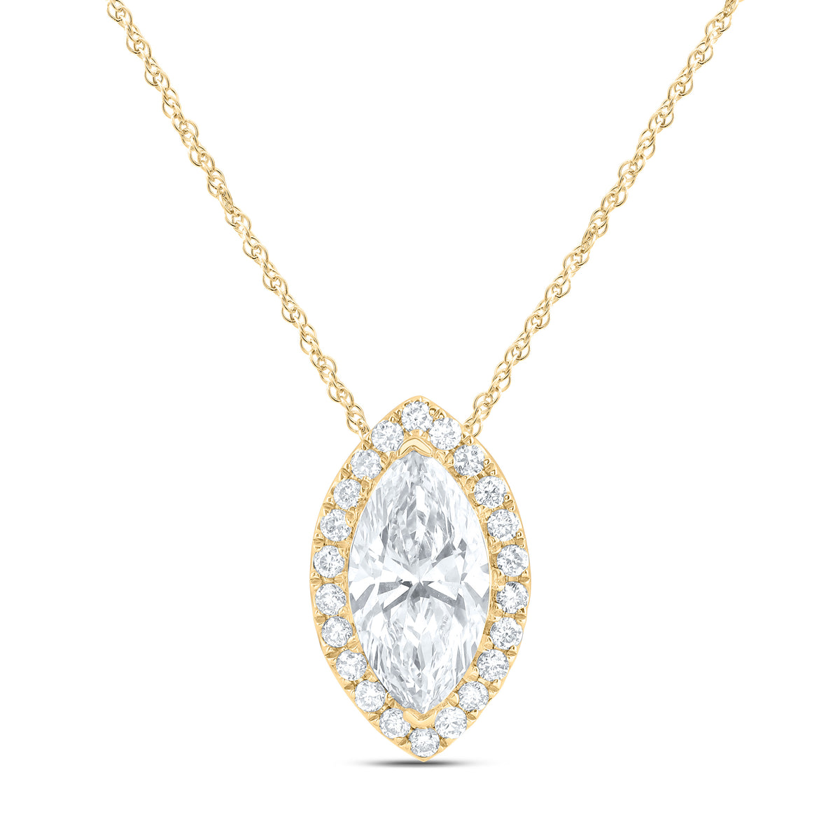 14K Yellow Or White Gold 1 1/5 Cttw Lab Grown Diamond Fashion Marquise Necklace (18 Inch)
