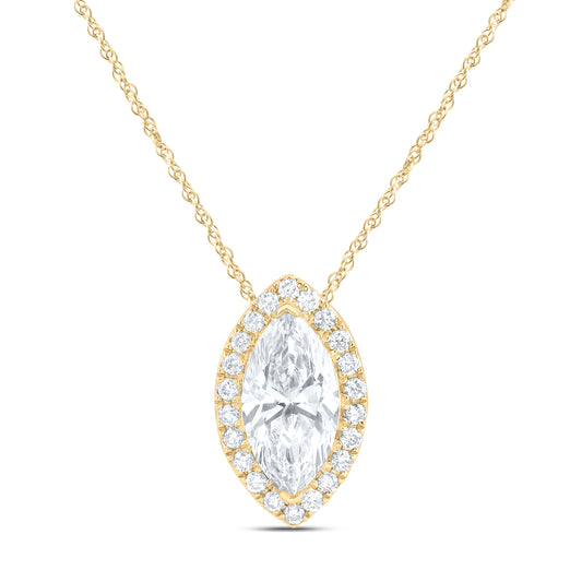 14K Yellow Or White Gold 1 1/5 Cttw Lab Grown Diamond Fashion Marquise Necklace (18 Inch)