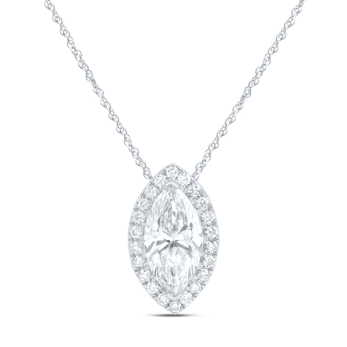 14K Yellow Or White Gold 1 1/5 Cttw Lab Grown Diamond Fashion Marquise Necklace (18 Inch)