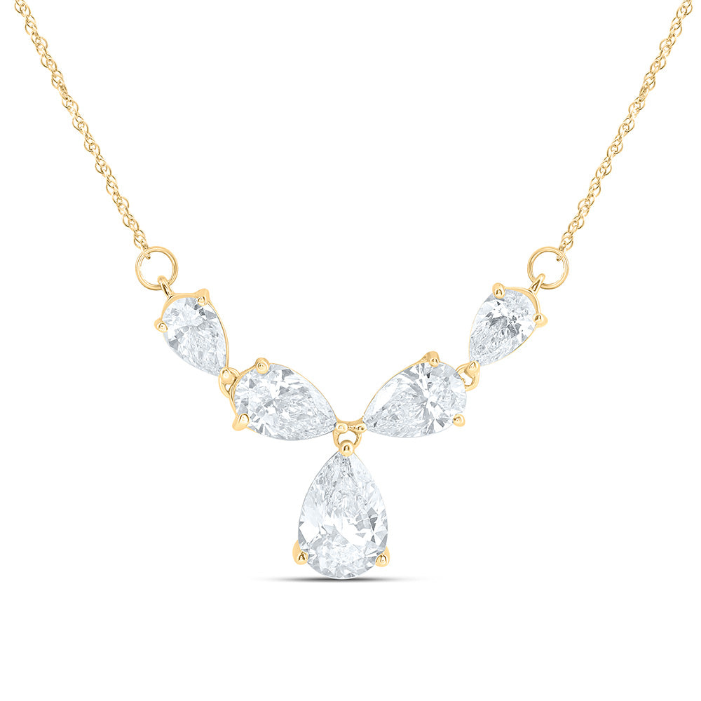 14K Yellow Gold 2 1/2 Cttw Lab Grown Diamond Fashion Pear Necklace (18 Inch)