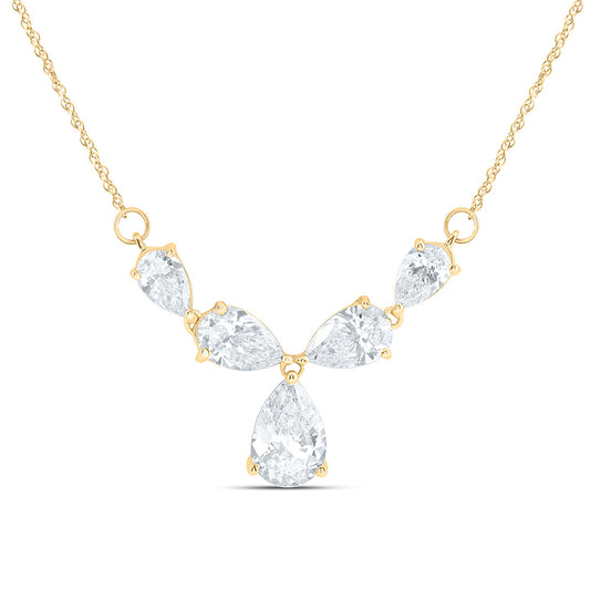 14K Yellow Gold 2 1/2 Cttw Lab Grown Diamond Fashion Pear Necklace (18 Inch)