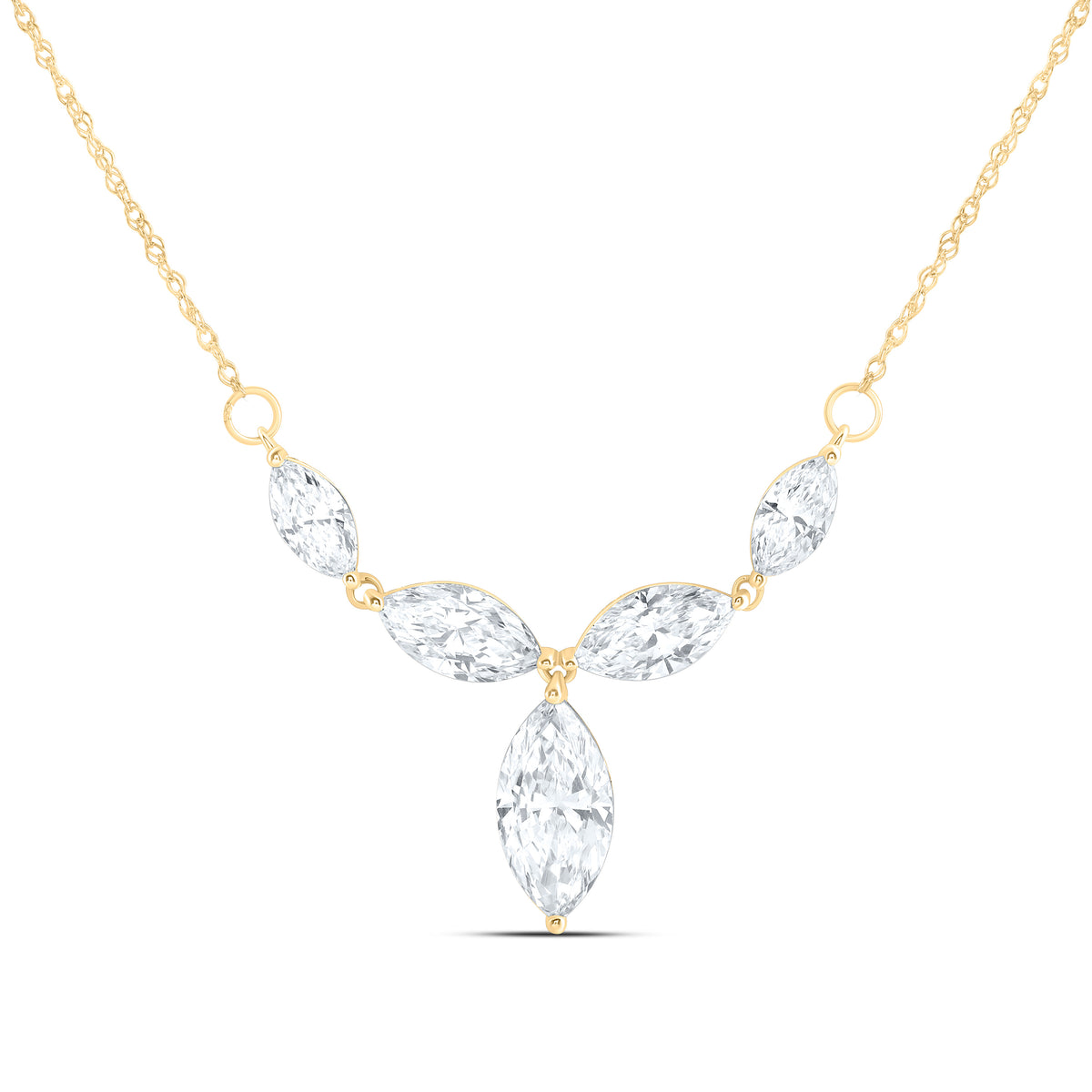 14K Yellow Or White Gold 2 1/2 Cttw Lab Grown Diamond Fashion Marquise Necklace (18 Inch)