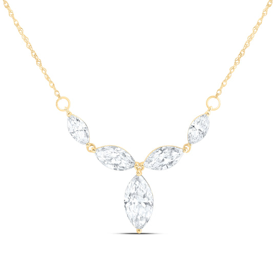 14K Yellow Or White Gold 2 1/2 Cttw Lab Grown Diamond Fashion Marquise Necklace (18 Inch)