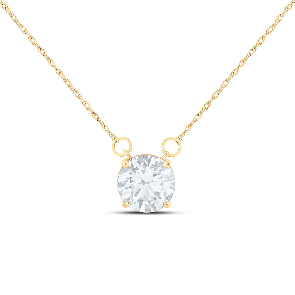 14K Yellow Or White Gold 2 Cttw Lab Grown Diamond Fashion Round Necklace (18 Inch)