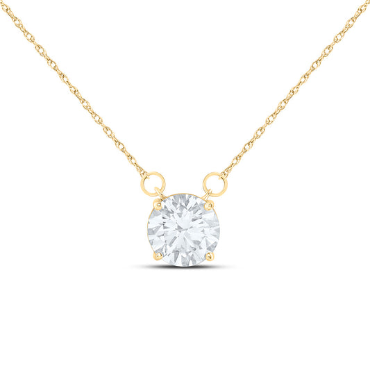 14K Yellow Or White Gold 2 Cttw Lab Grown Diamond Fashion Round Necklace (18 Inch)