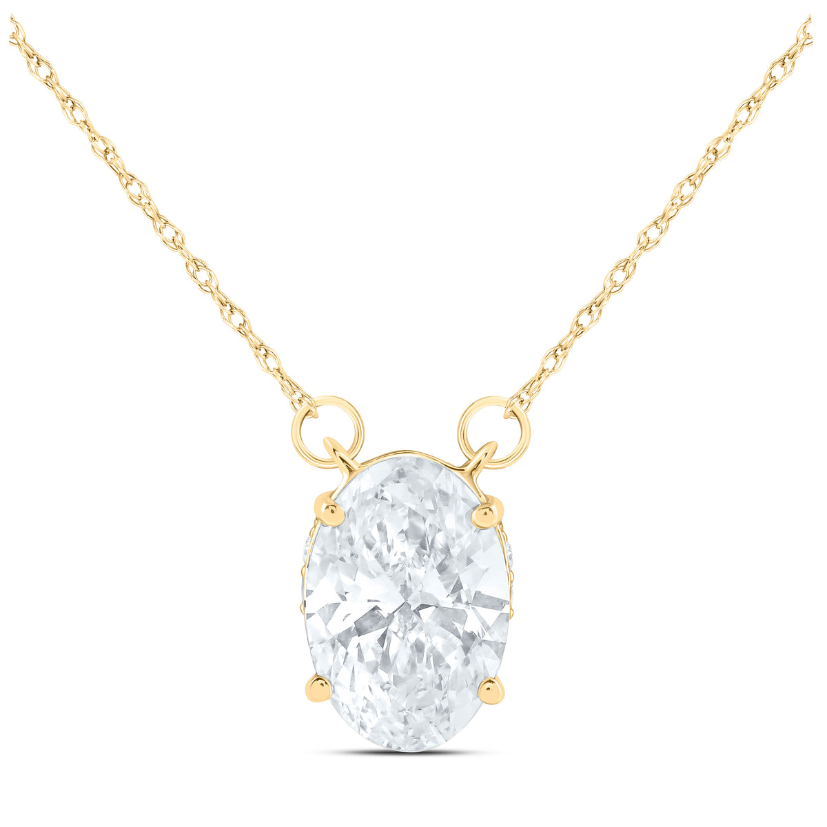 14K Yellow Or White Gold 2 1/5 Cttw Lab Grown Diamond Fashion Oval Necklace (18 Inch)