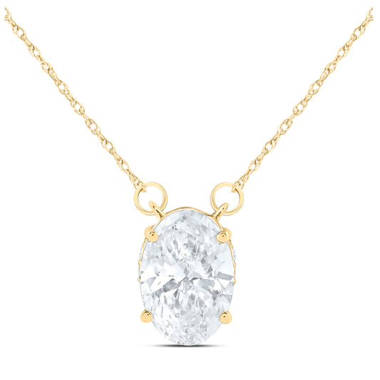 14K Yellow Or White Gold 2 1/5 Cttw Lab Grown Diamond Fashion Oval Necklace (18 Inch)