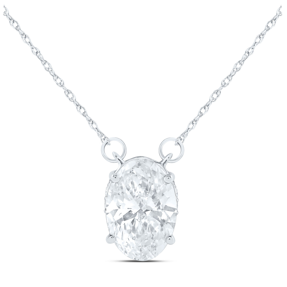 14K Yellow Or White Gold 2 1/5 Cttw Lab Grown Diamond Fashion Oval Necklace (18 Inch)