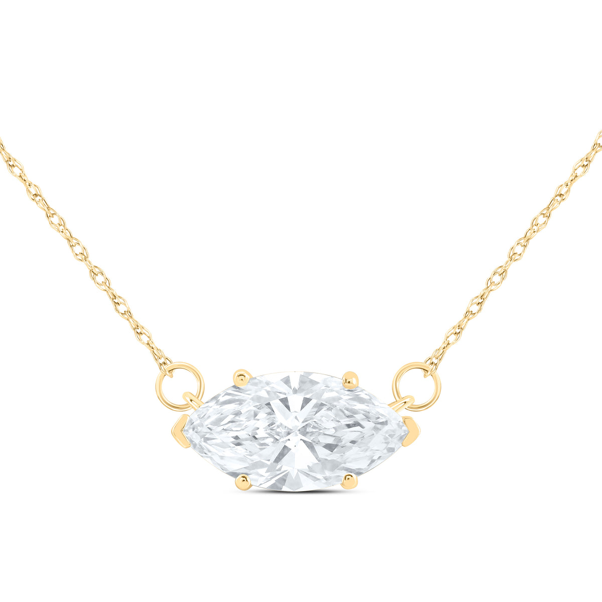 14K Yellow Or White Gold 2 1/5 Cttw Lab Grown Diamond Fashion Marquise Necklace (18 Inch)