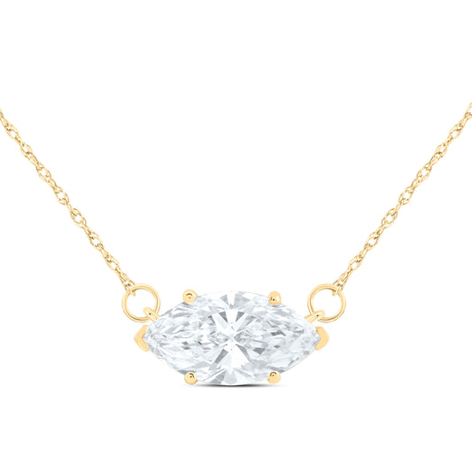 14K Yellow Or White Gold 2 1/5 Cttw Lab Grown Diamond Fashion Marquise Necklace (18 Inch)