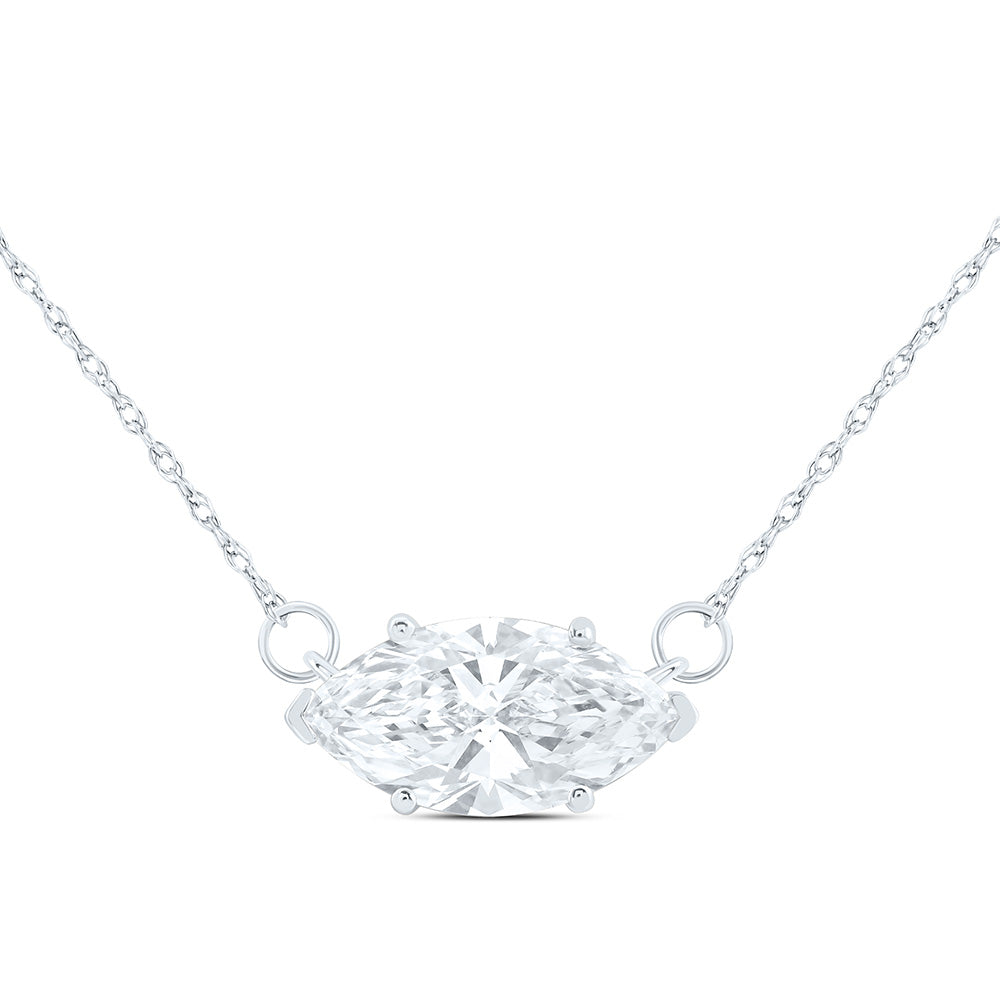 14K Yellow Or White Gold 2 1/5 Cttw Lab Grown Diamond Fashion Marquise Necklace (18 Inch)