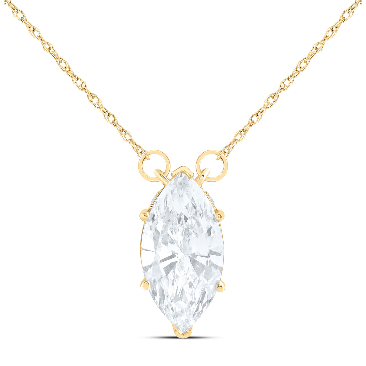 14K Yellow Or White Gold 2 Cttw Lab Grown Diamond Fashion Marquise Necklace (18 Inch)