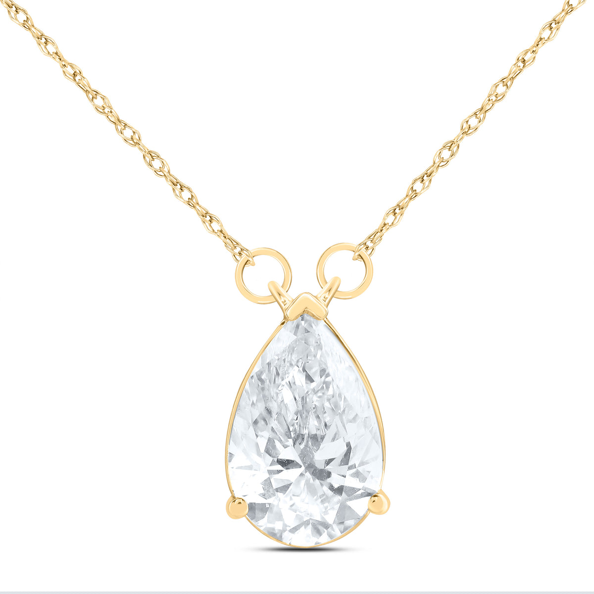 14K Yellow Or White Gold 2 Cttw Lab Grown Diamond Fashion Pear Necklace (18 Inch)