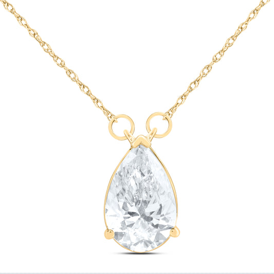 14K Yellow Or White Gold 2 Cttw Lab Grown Diamond Fashion Pear Necklace (18 Inch)