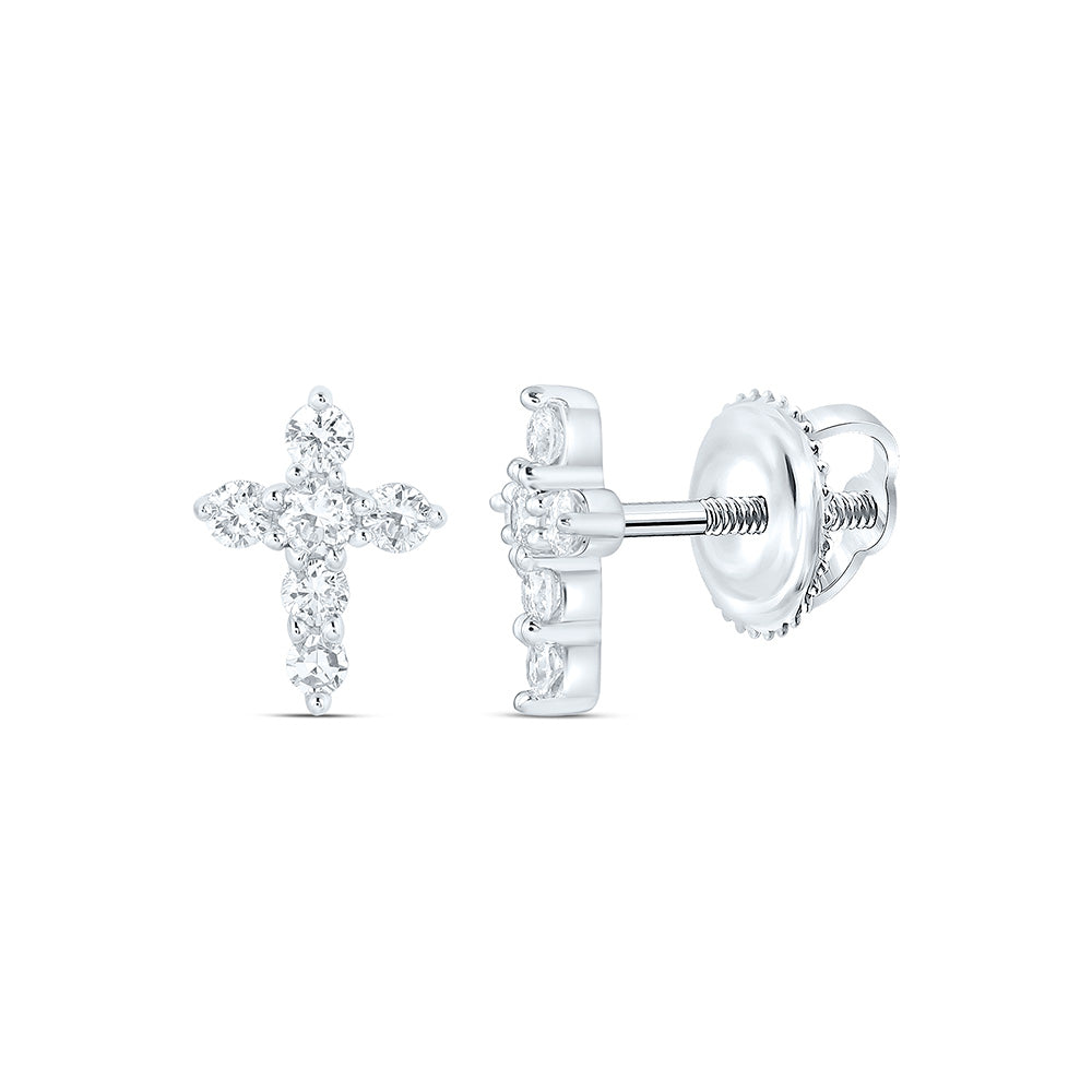 10K Yellow Or White Gold 1/5 Cttw Lab Grown Diamond Cross Earring