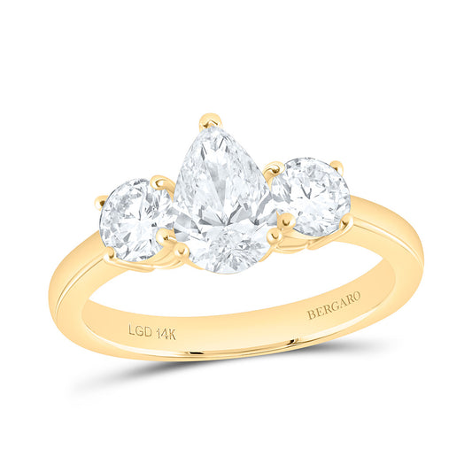 14K Yellow Gold 1 3/4 Cttw Lab Grown Diamond 1 Cttw Center Pear Engagement Ring