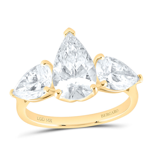 14K Yellow Or White Gold 4 1/5 Cttw Lab Grown Diamond 2 Cttw Center Pear Engagement Ring