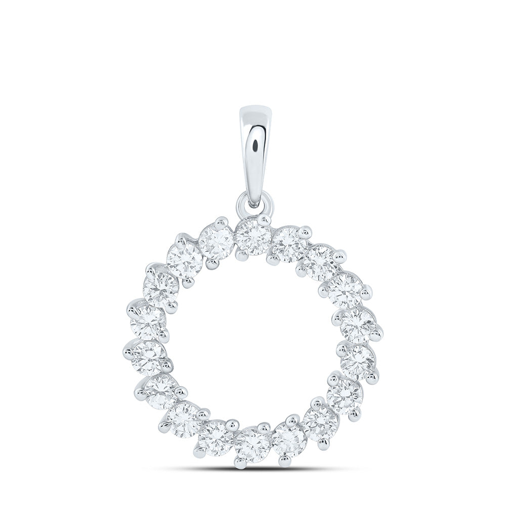 10K Yellow Or White Gold 3/4 Cttw Lab Grown Diamond Round Charm Pendant