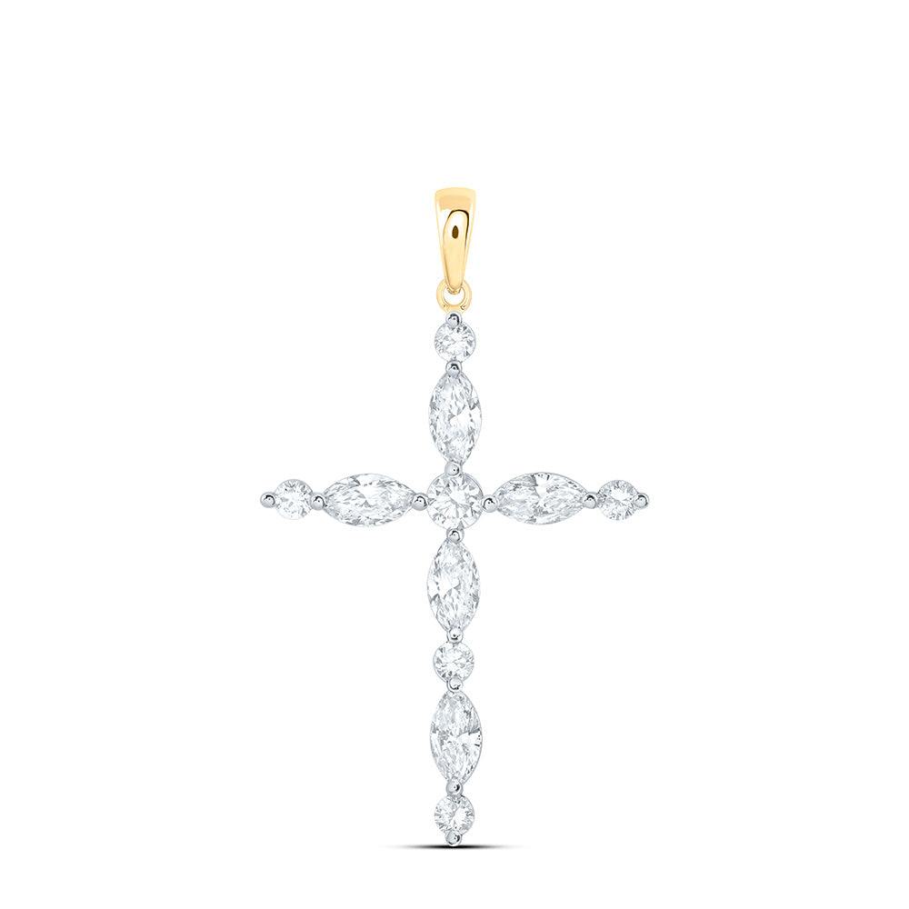 10K Yellow Or White Gold 3/4 Cttw Lab Grown Diamond Fashion Cross Pendant