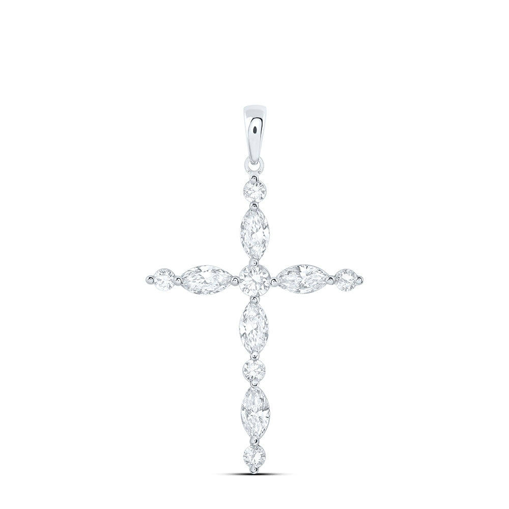 10K Yellow Or White Gold 3/4 Cttw Lab Grown Diamond Fashion Cross Pendant
