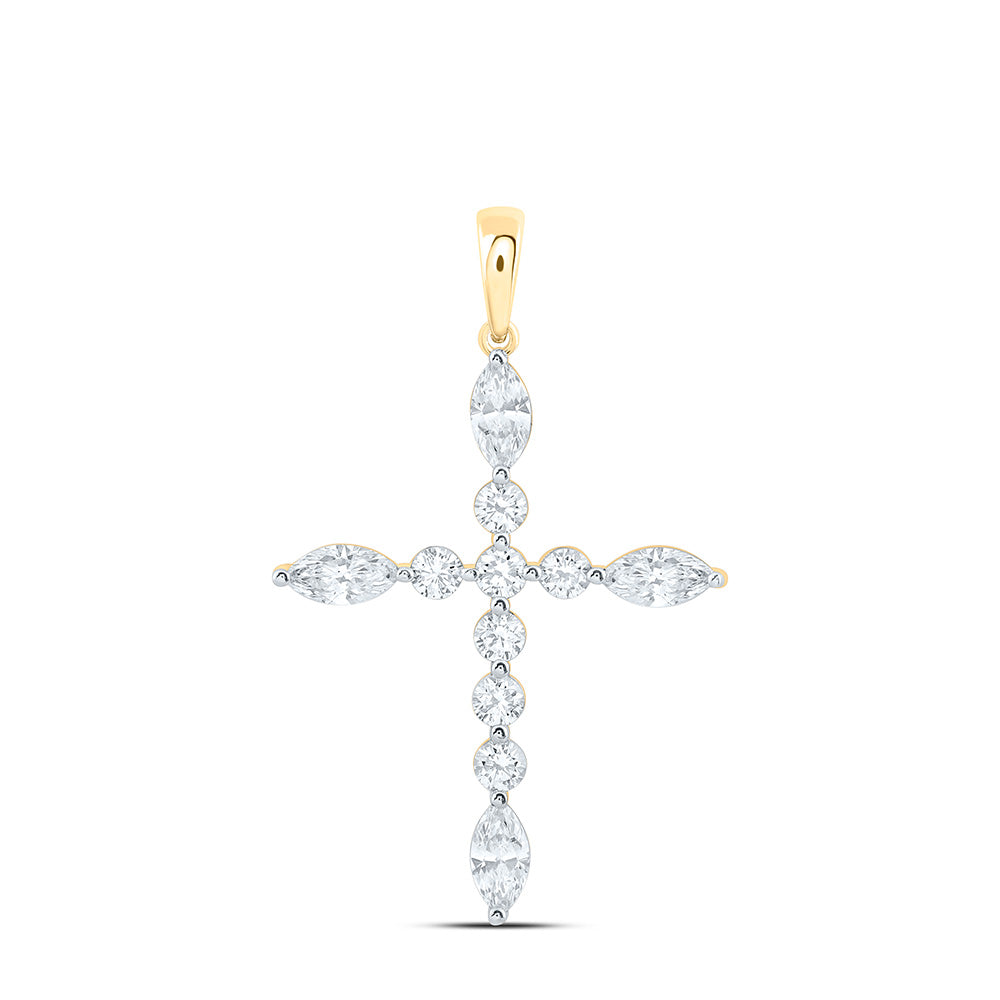 10K Yellow Or White Gold 1 Cttw Lab Grown Diamond Fashion Cross Pendant