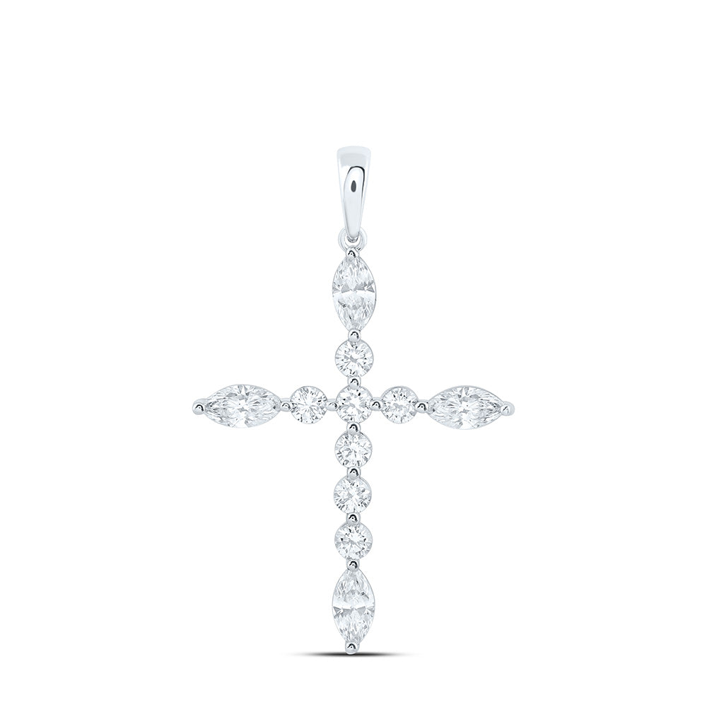 10K Yellow Or White Gold 1 Cttw Lab Grown Diamond Fashion Cross Pendant