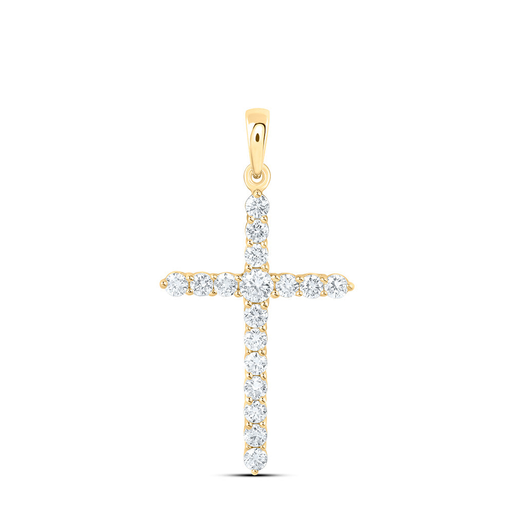 Sterling Silver 1/2 Cttw Lab Grown Diamond Cross Charm Pendant
