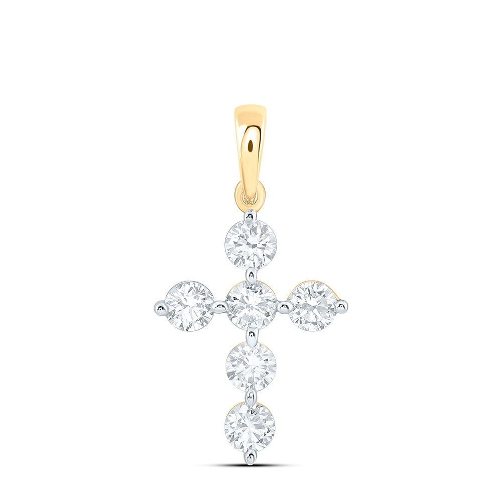 10K Yellow Or White Gold 1/3 Cttw Lab Grown Diamond Fashion Cross Pendant
