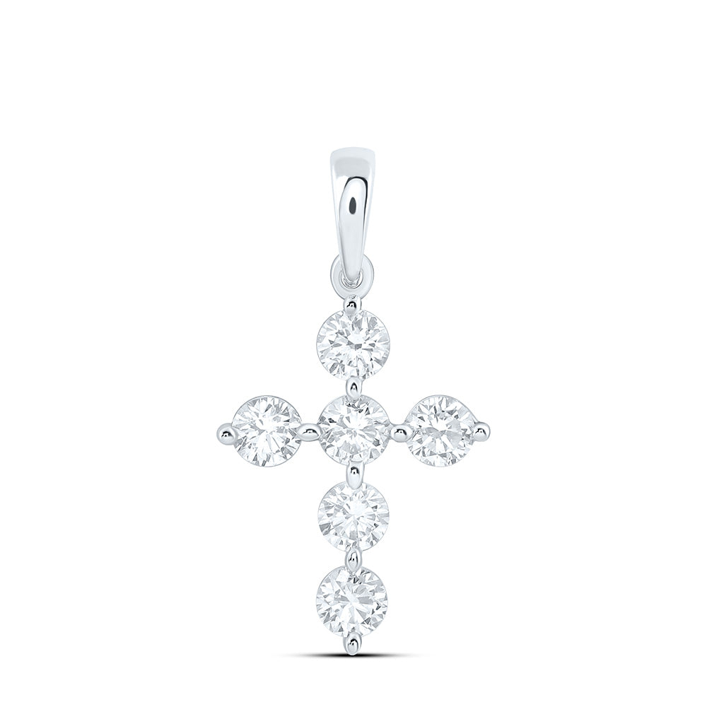10K Yellow Or White Gold 1/3 Cttw Lab Grown Diamond Fashion Cross Pendant