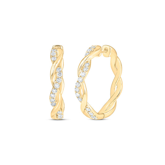 Sterling Silver Yellow Tone 7/8 Cttw Lab Grown Diamond Hoop Earring