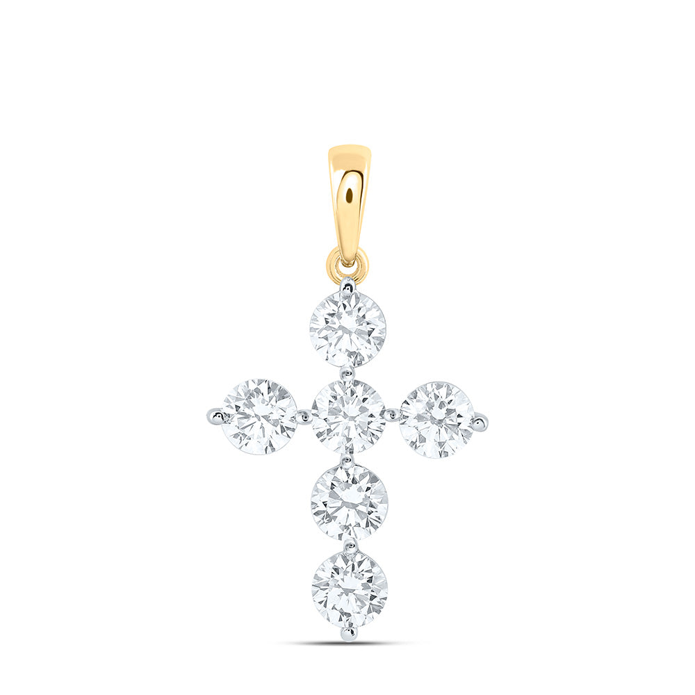 10K Yellow Or White Gold 1 Cttw Lab Grown Diamond Fashion Cross Pendant