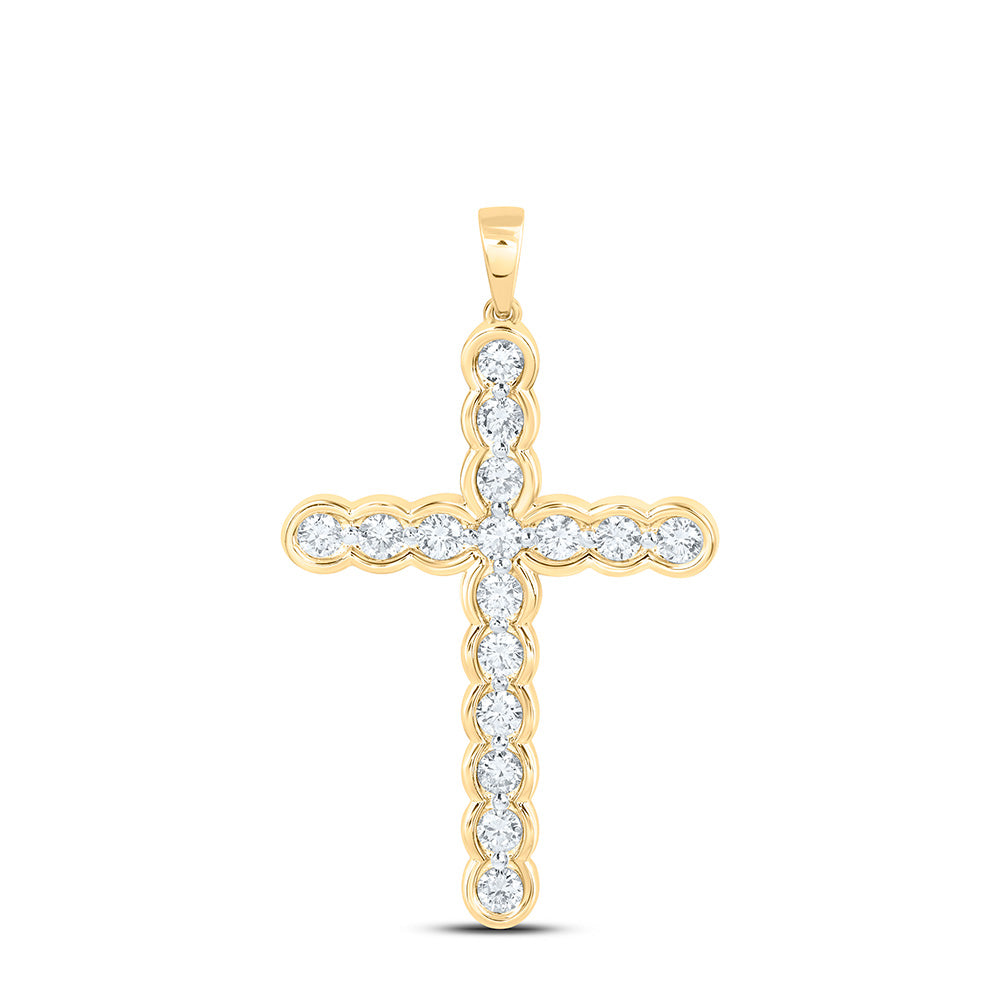 Sterling Silver 1 Cttw Lab Grown Diamond Cross Charm Pendant