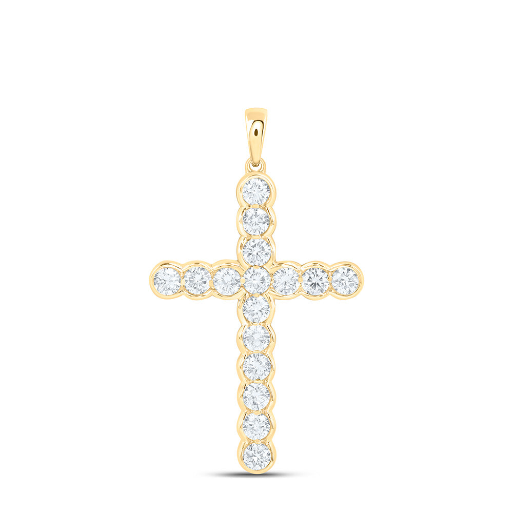 10K Yellow Or White Gold 1 1/2 Cttw Lab Grown Diamond Cross Charm Pendant