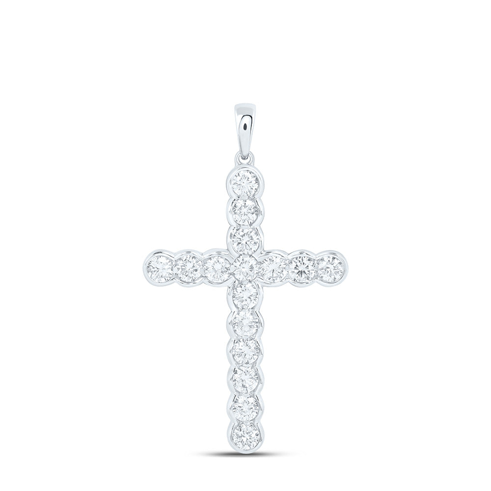 10K Yellow Or White Gold 1 1/2 Cttw Lab Grown Diamond Cross Charm Pendant