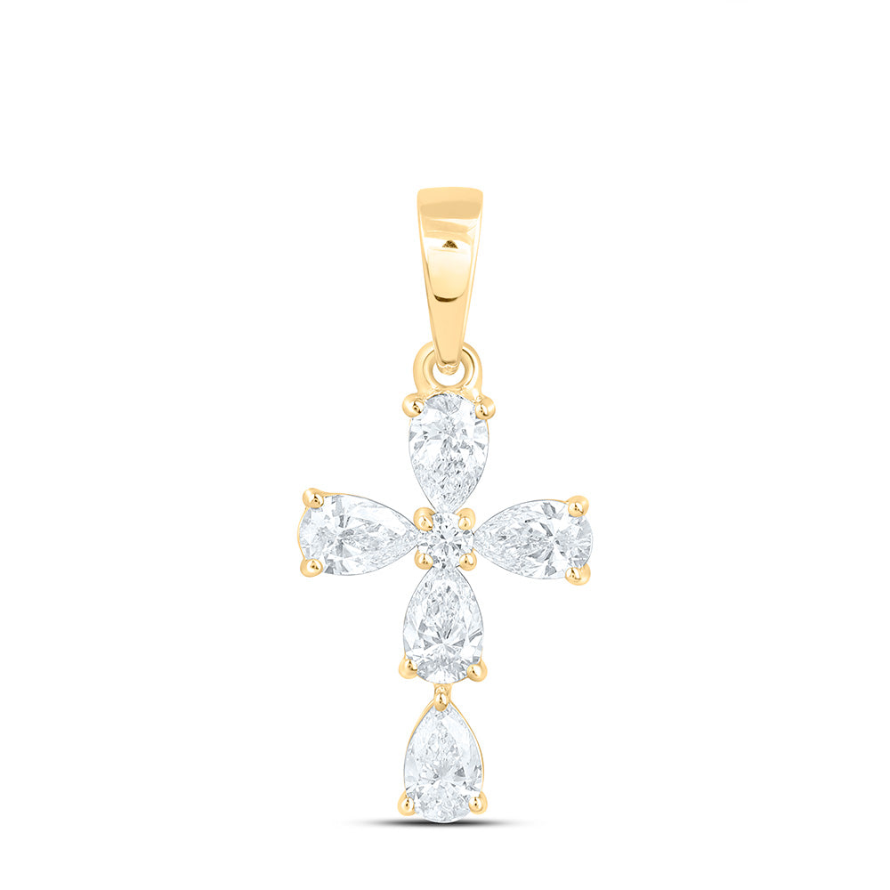 10K Yellow Or White Gold 1/2 Cttw Lab Grown Diamond Cross Charm Pendant