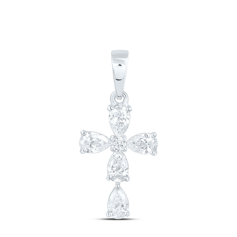 10K Yellow Or White Gold 1/2 Cttw Lab Grown Diamond Cross Charm Pendant