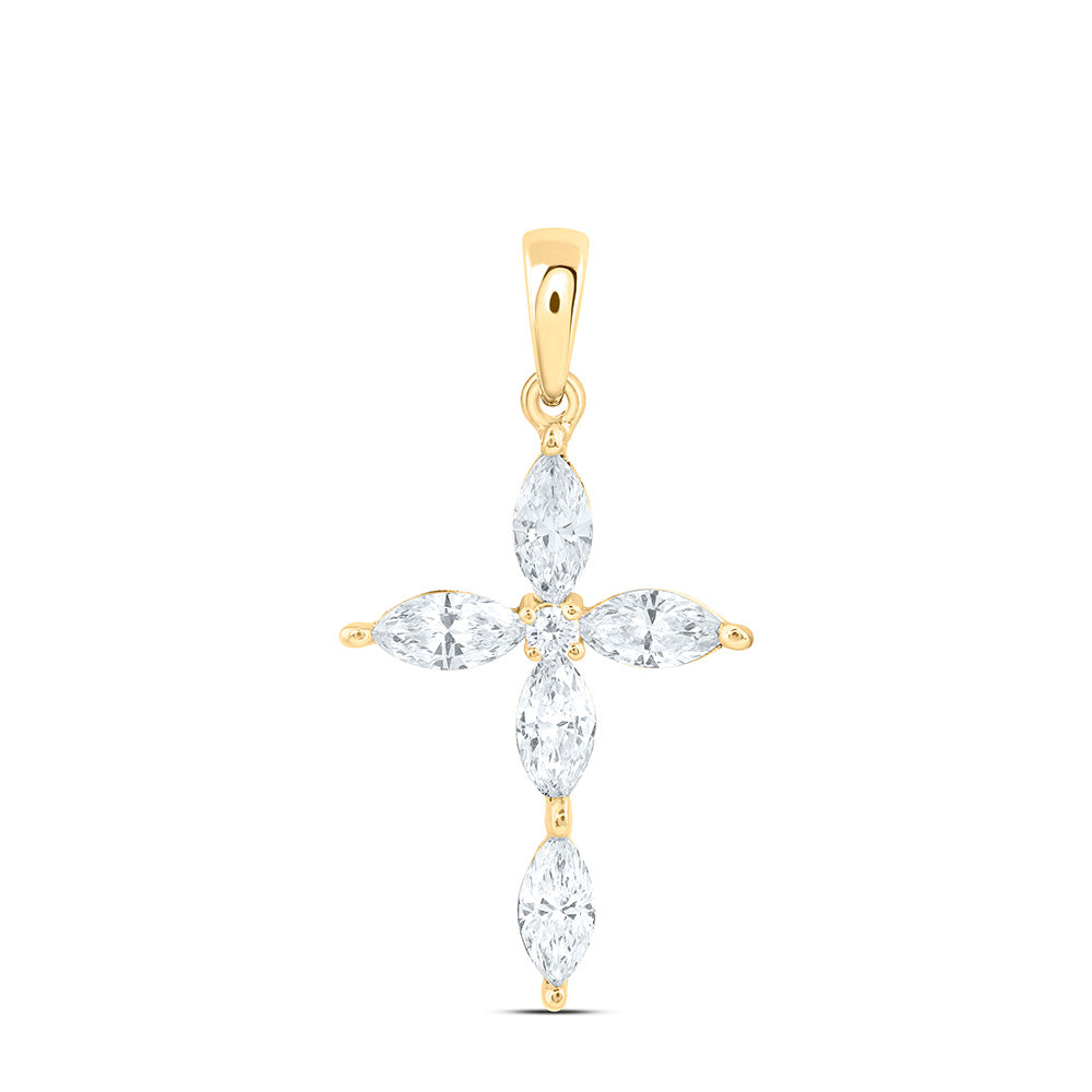 10K Yellow Or White Gold 1/2 Cttw Lab Grown Diamond Cross Charm Pendant