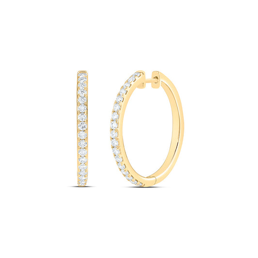 Sterling Silver Yellow Tone 1 Cttw Lab Grown Diamond Hoop Earring