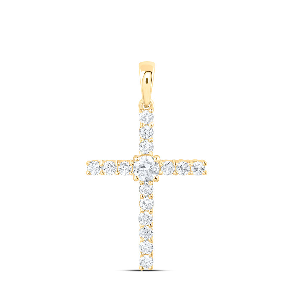 Sterling Silver 1/2 Cttw Lab Grown Diamond Cross Charm Pendant