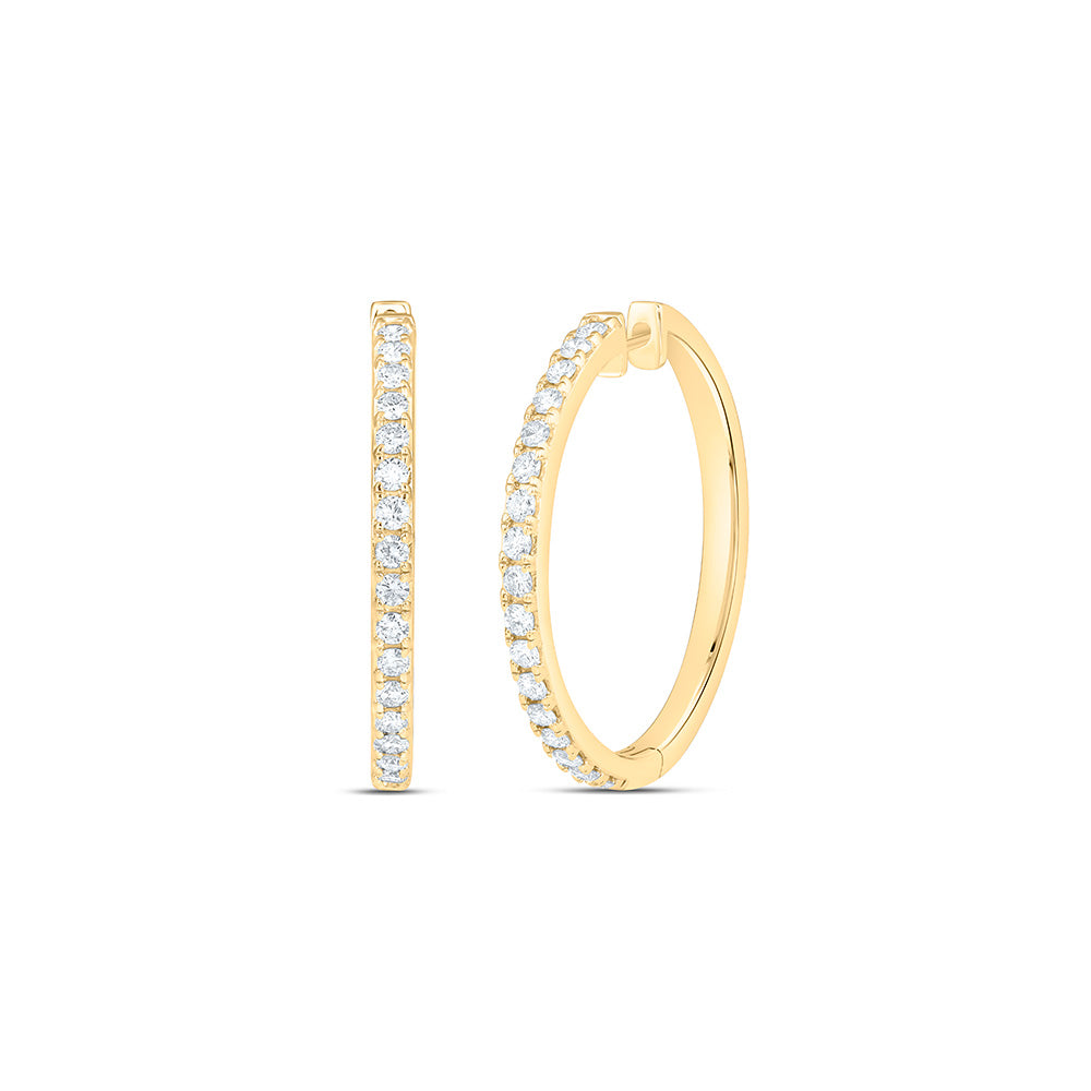 Sterling Silver Yellow Tone 1 1/2 Cttw Lab Grown Diamond Hoop Earring