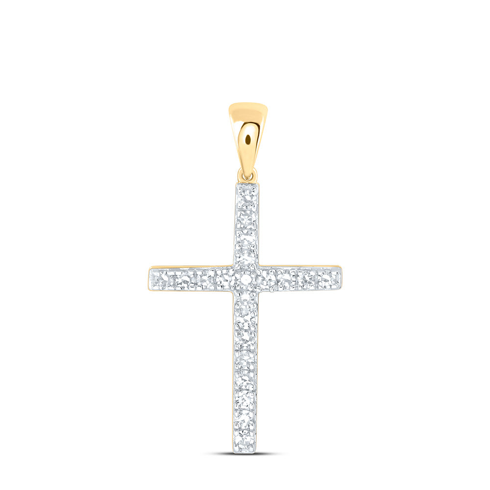 10K Yellow Or White Gold 1/4 Cttw Lab Grown Diamond Fashion Cross Pendant