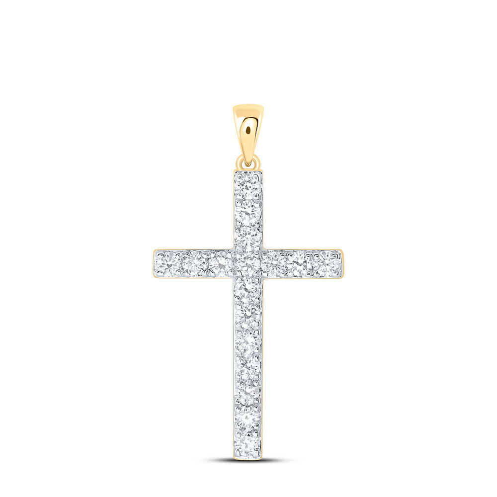 10K Yellow Or White Gold 1 Cttw Lab Grown Diamond Fashion Cross Pendant