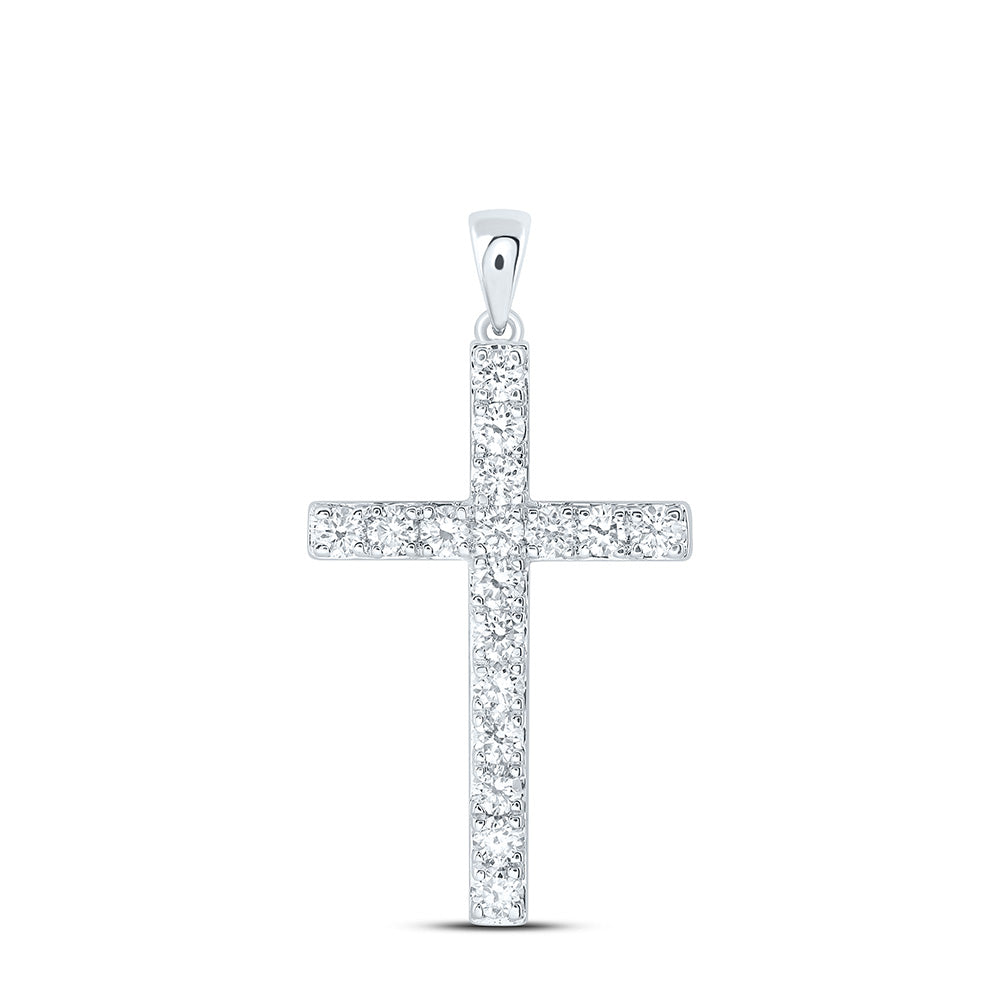 10K Yellow Or White Gold 1 Cttw Lab Grown Diamond Fashion Cross Pendant